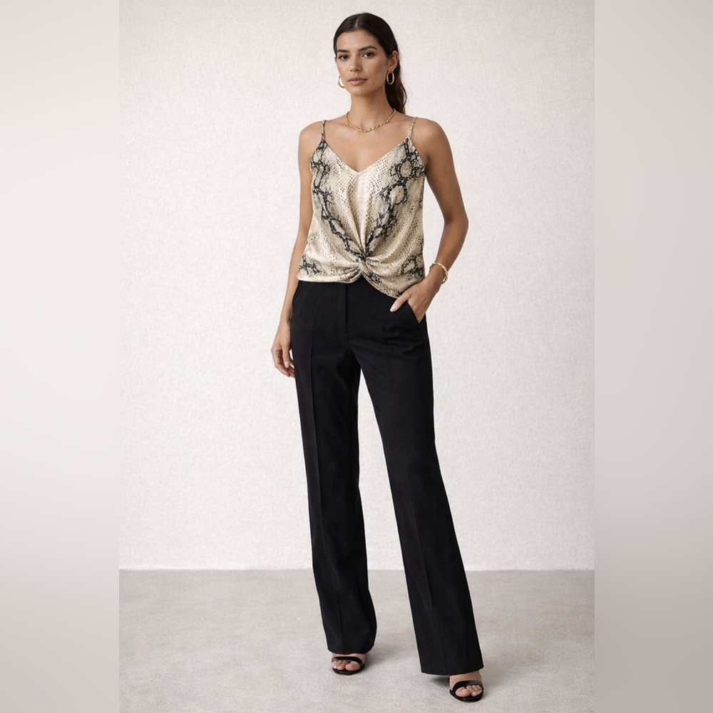 Karen Kane Snake Print Twist Front Cami Silk Feel Adjustable Strap Tank Size M - Picture 4 of 16